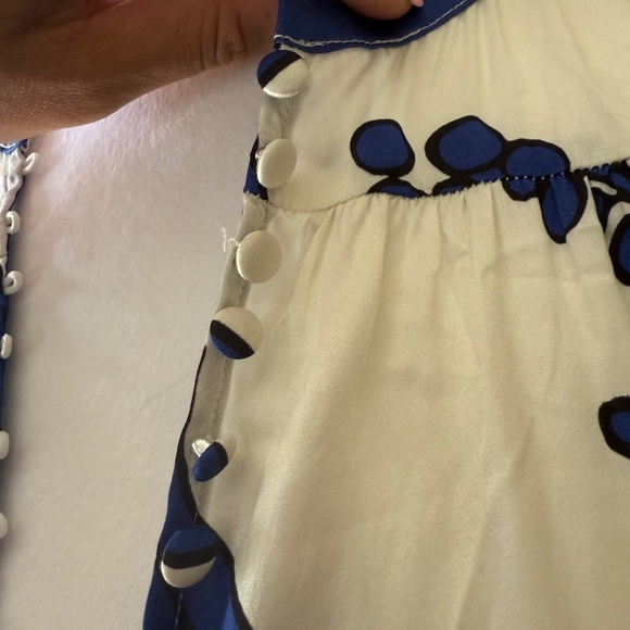 Dea Kudibal Alondradea Blue White Black Silk Satin Women's Fitted Midi Dress - Picture 15 of 17